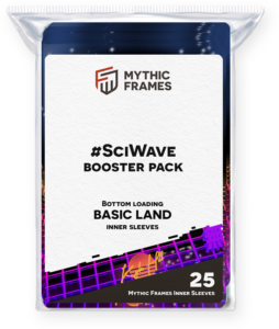 A pack of 25 Mythic Frames for Land Magic: The Gathering cards featuring the SciWave design