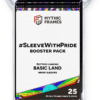 A pack of 25 Mythic Frames for Land Magic: The Gathering cards featuring the SleeveWithPride design