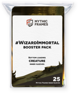 A pack of 25 Mythic Frames for Creature Magic: The Gathering cards featuring the WizardImmortal design