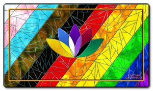 A Mythic Gaming exclusive playmat created by the SleeveWithPride team in partnership with Mythic Gaming